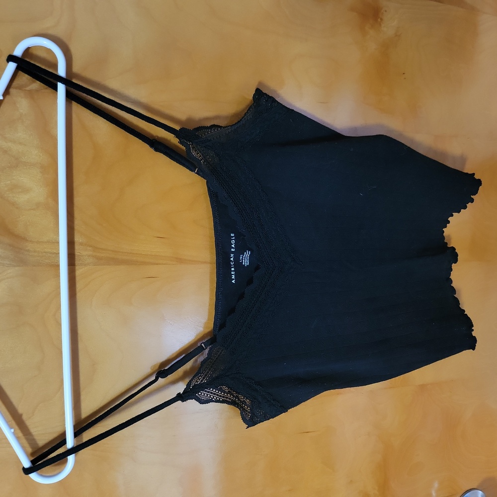 American Eagle Crop Cami Top Black